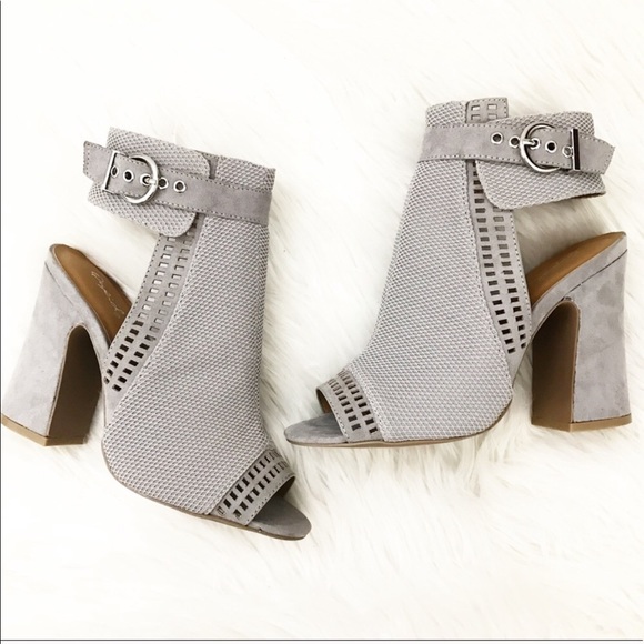 Grey Peep Toe Booties - Picture 2 of 6